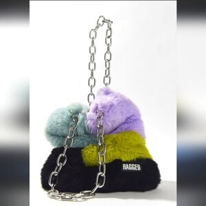 The Ragged Priest faux fur Colorblocked scandal handbag